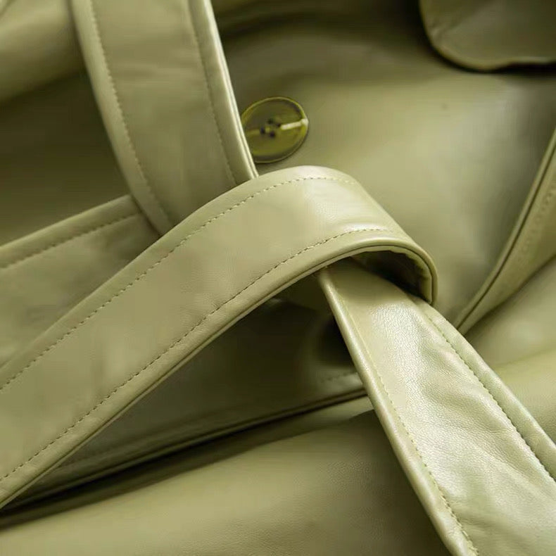 Olive Leather Trenchcoat