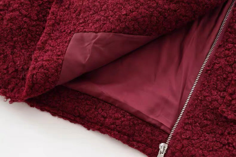 Hemdjacke in Anthrazit mit Reißverschluss in Wine Red