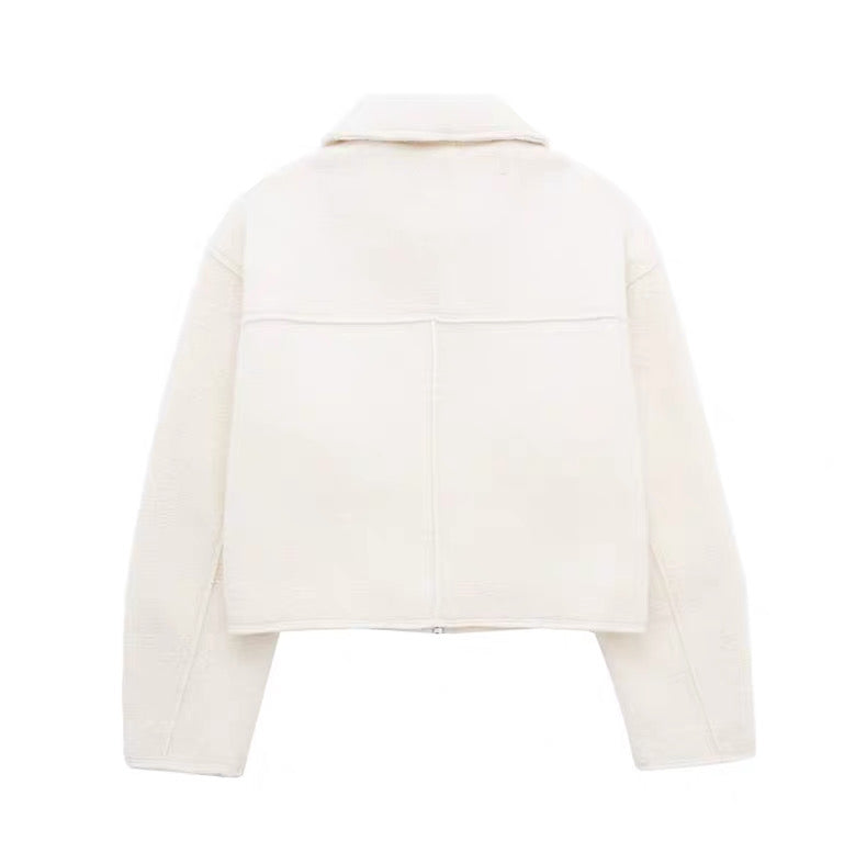 Hemdjacke in Anthrazit mit Reißverschluss in Creme
