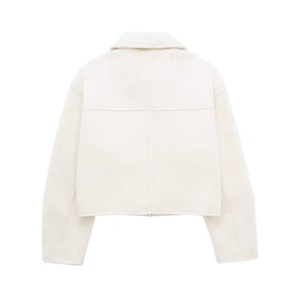 Hemdjacke in Anthrazit mit Reißverschluss in Creme