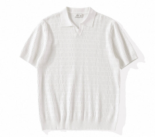 Knit Polo T Shirt in Weiß