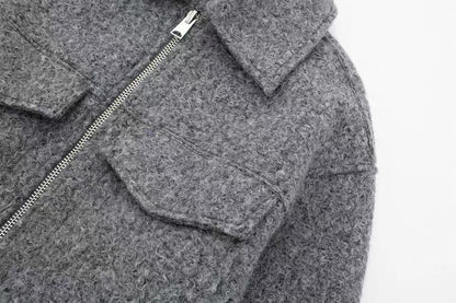 Hemdjacke in Anthrazit mit Reißverschluss