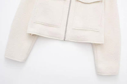 Hemdjacke in Anthrazit mit Reißverschluss in Creme