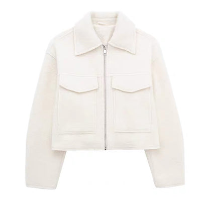 Hemdjacke in Anthrazit mit Reißverschluss in Creme