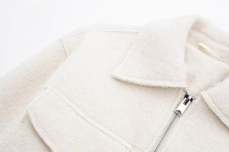 Hemdjacke in Anthrazit mit Reißverschluss in Creme