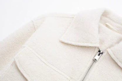 Hemdjacke in Anthrazit mit Reißverschluss in Creme