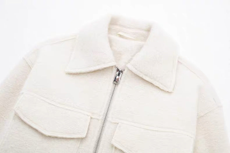 Hemdjacke in Anthrazit mit Reißverschluss in Creme