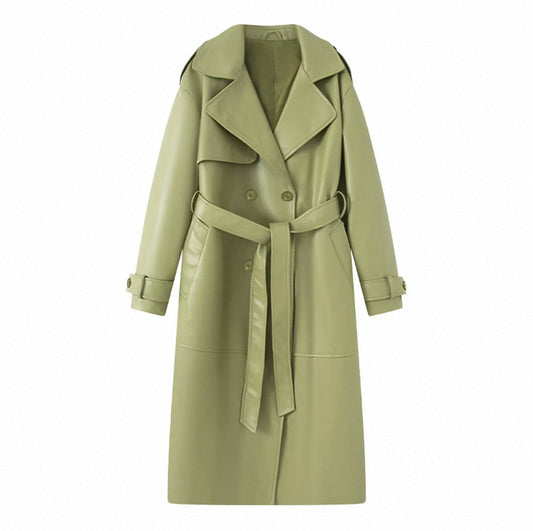 Olive Leather Trenchcoat