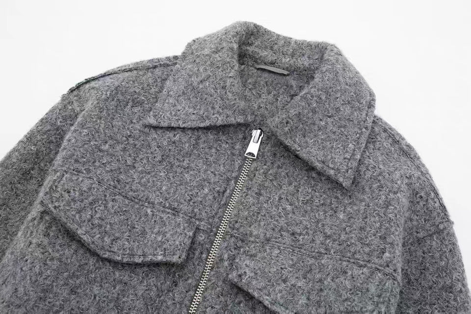 Hemdjacke in Anthrazit mit Reißverschluss