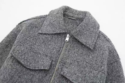Hemdjacke in Anthrazit mit Reißverschluss